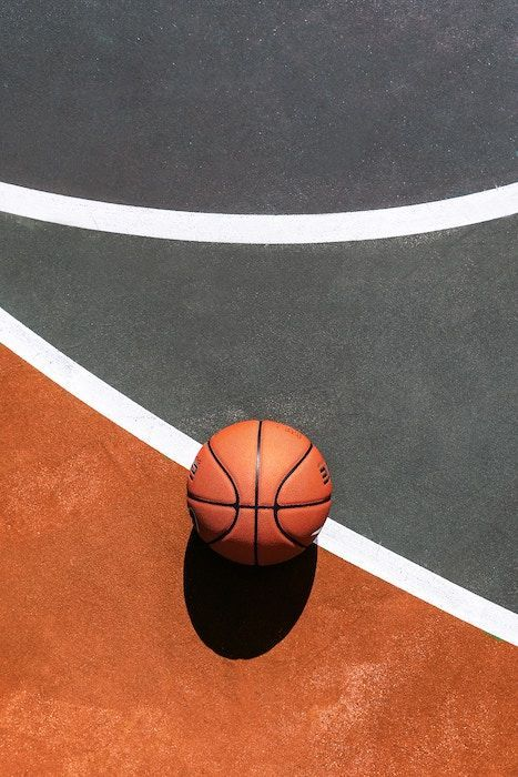 Basketball on a two-tone court