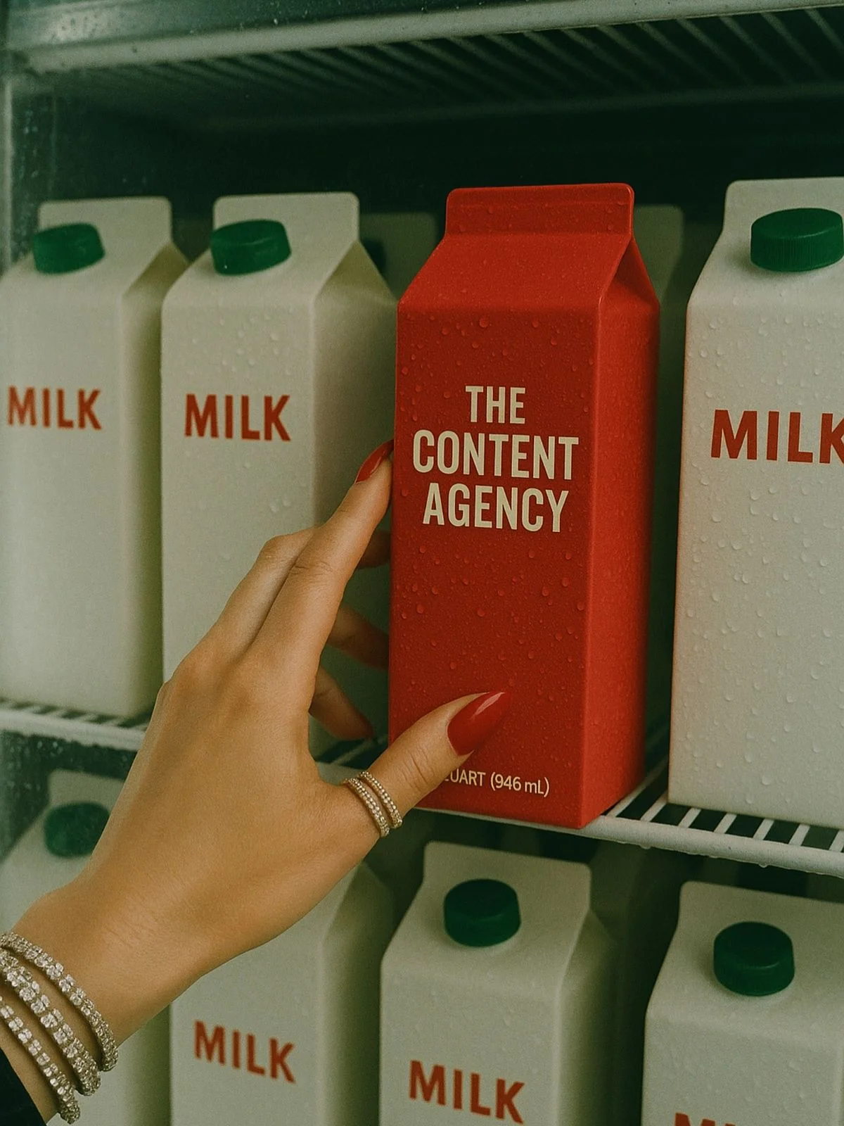 The Content Agency carton on a studio shelf