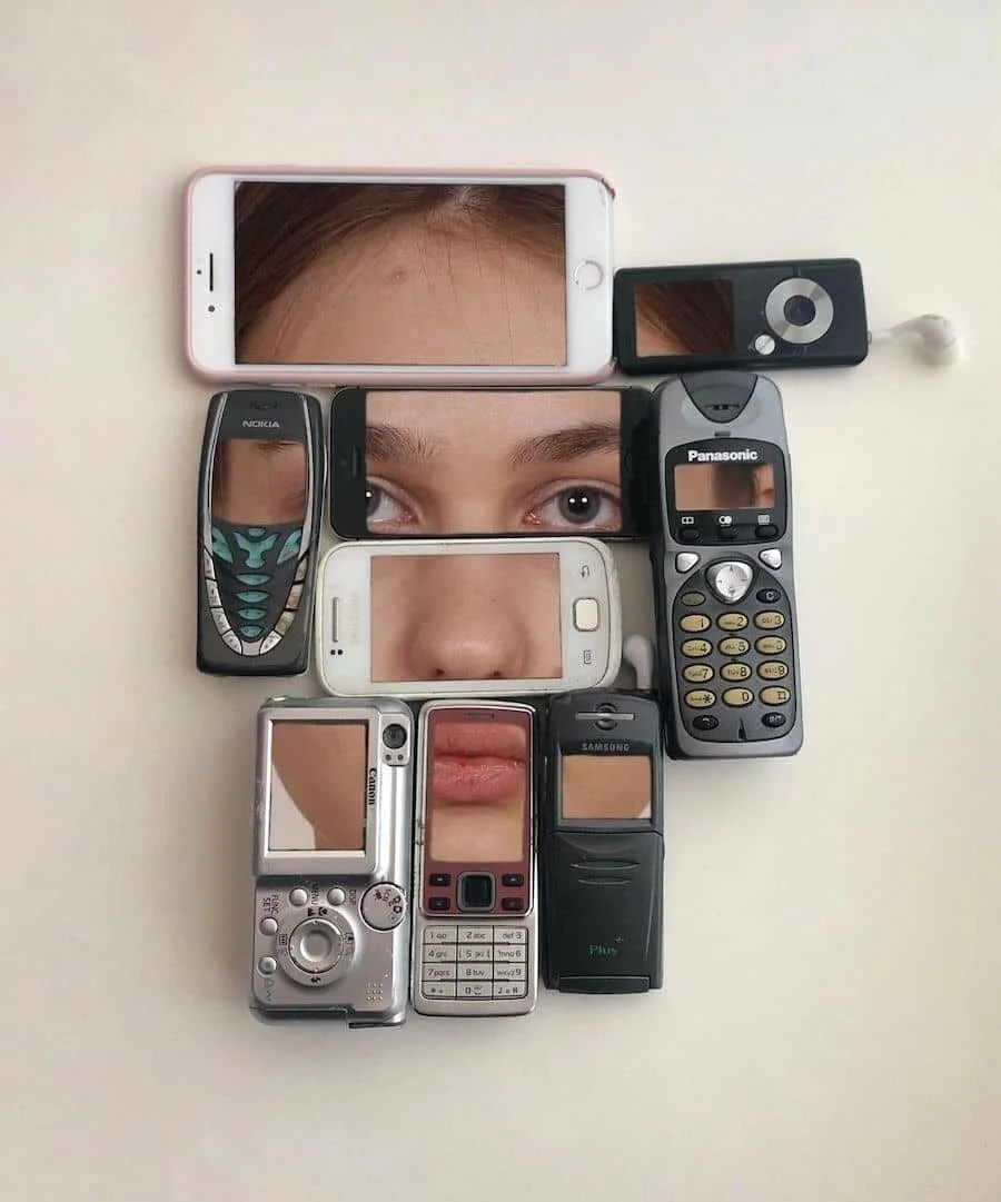 Vintage phones brand installation detail